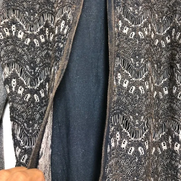 Crash & Burn Shimmering Charcoal Blouse with Lace Accents - Picture 5 of 9